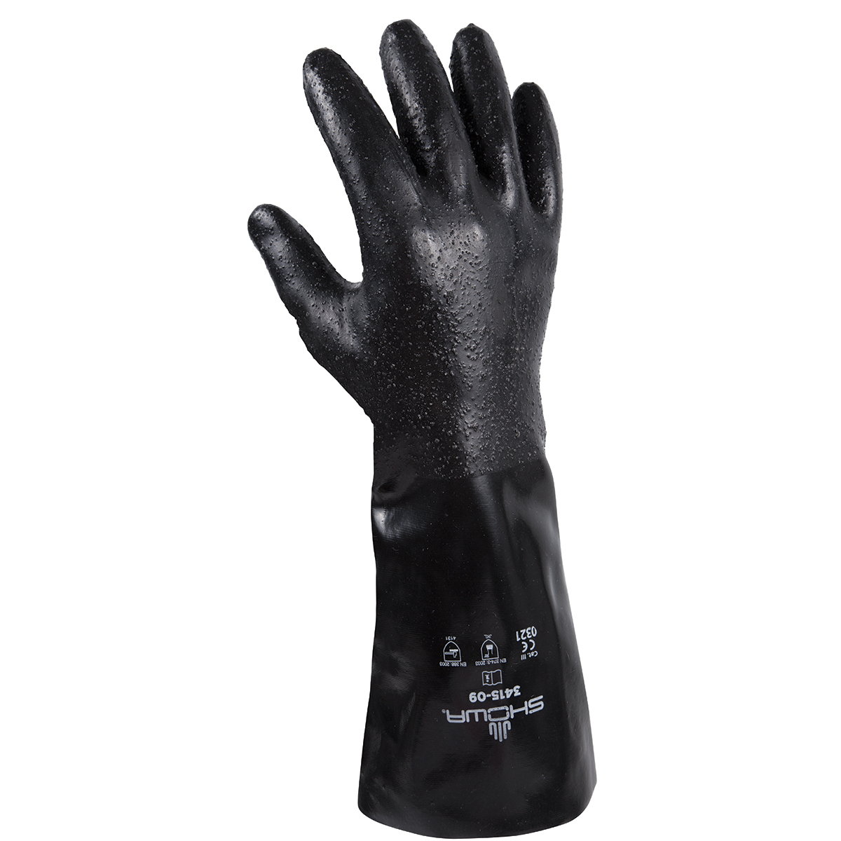 Chemical resistant neoprene, fully coated 14" gauntlet/rough finish, seamless liner, navy /large