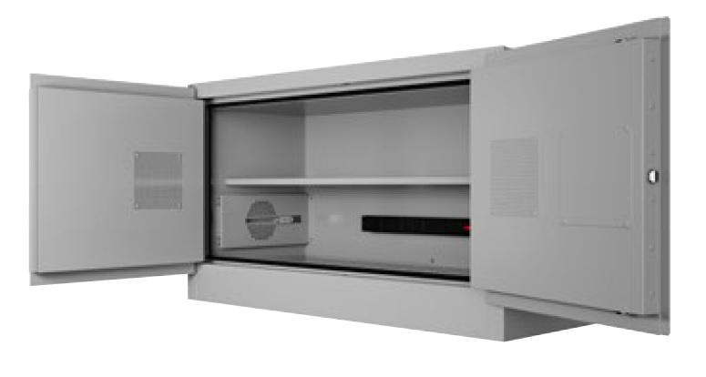 Lithium-Ion Battery Charging Cabinet, Cap. 2kWh TECR, 1 fixed shelf, 2 m/c doors, Gray