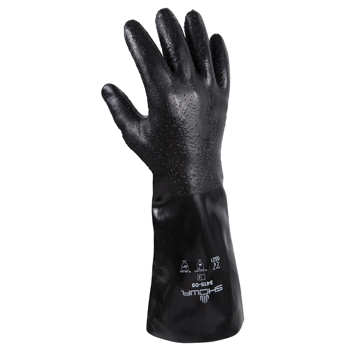 Chemical resistant neoprene, fully coated 14" gauntlet/rough finish, seamless liner navy /medium