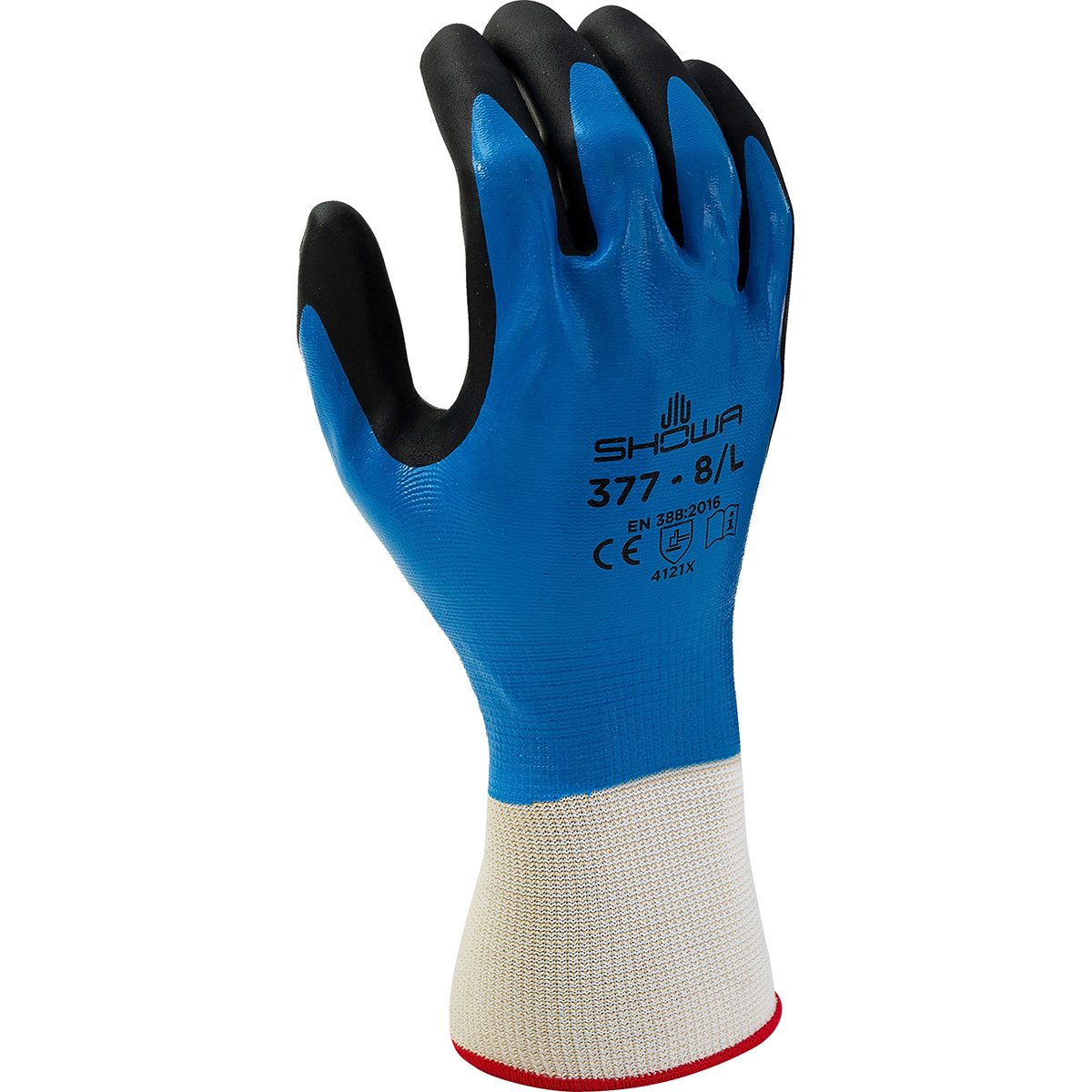 General purpose full nitrile blue undercoating w/black foamed palm coating, 13 gauge, seamless knitted liner, large