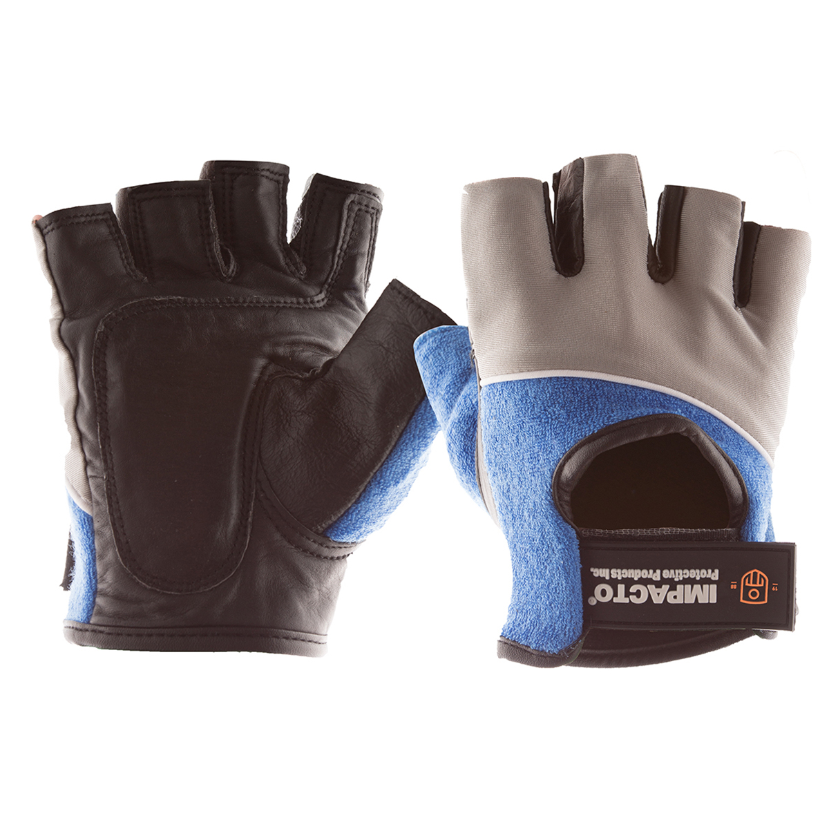 IMPACTO 400-00LPR GLOVE IMPACT GEL BLACK LEATH 1/2 FINGER