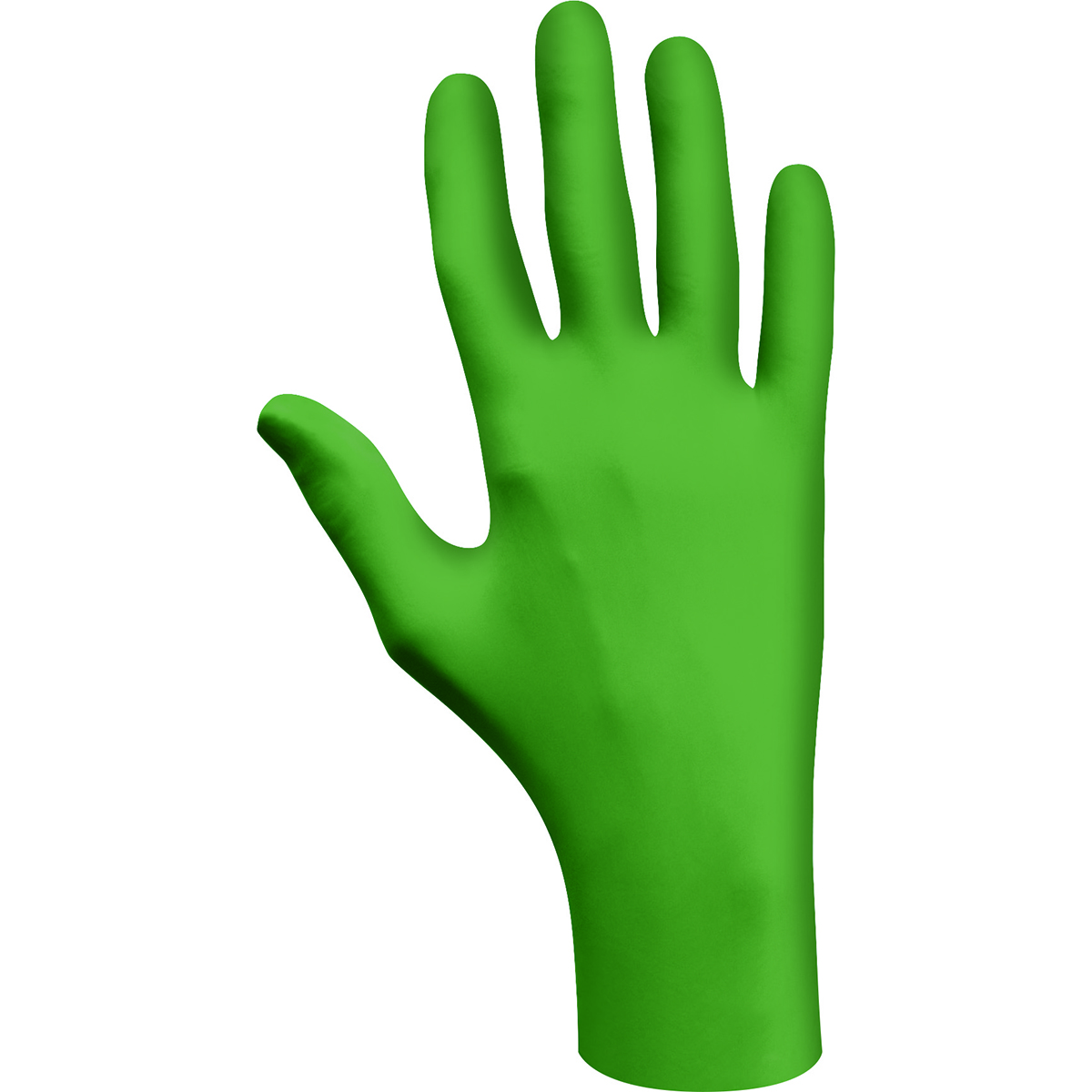 Biodegradable Disposable nitrile, powder-free, low-modulus 100%-nitrile, 9-1/2", 4-mil, rolled cuff, green/large