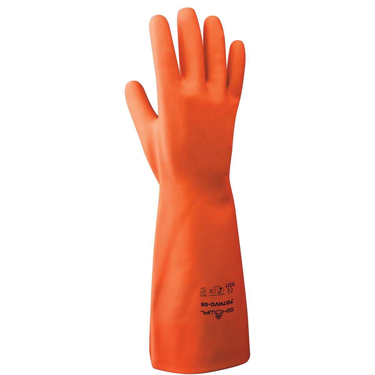 Chemical resistant unsupported nitrile, 12", 9-mil, bisque grip, orange, unlined, extra extra large