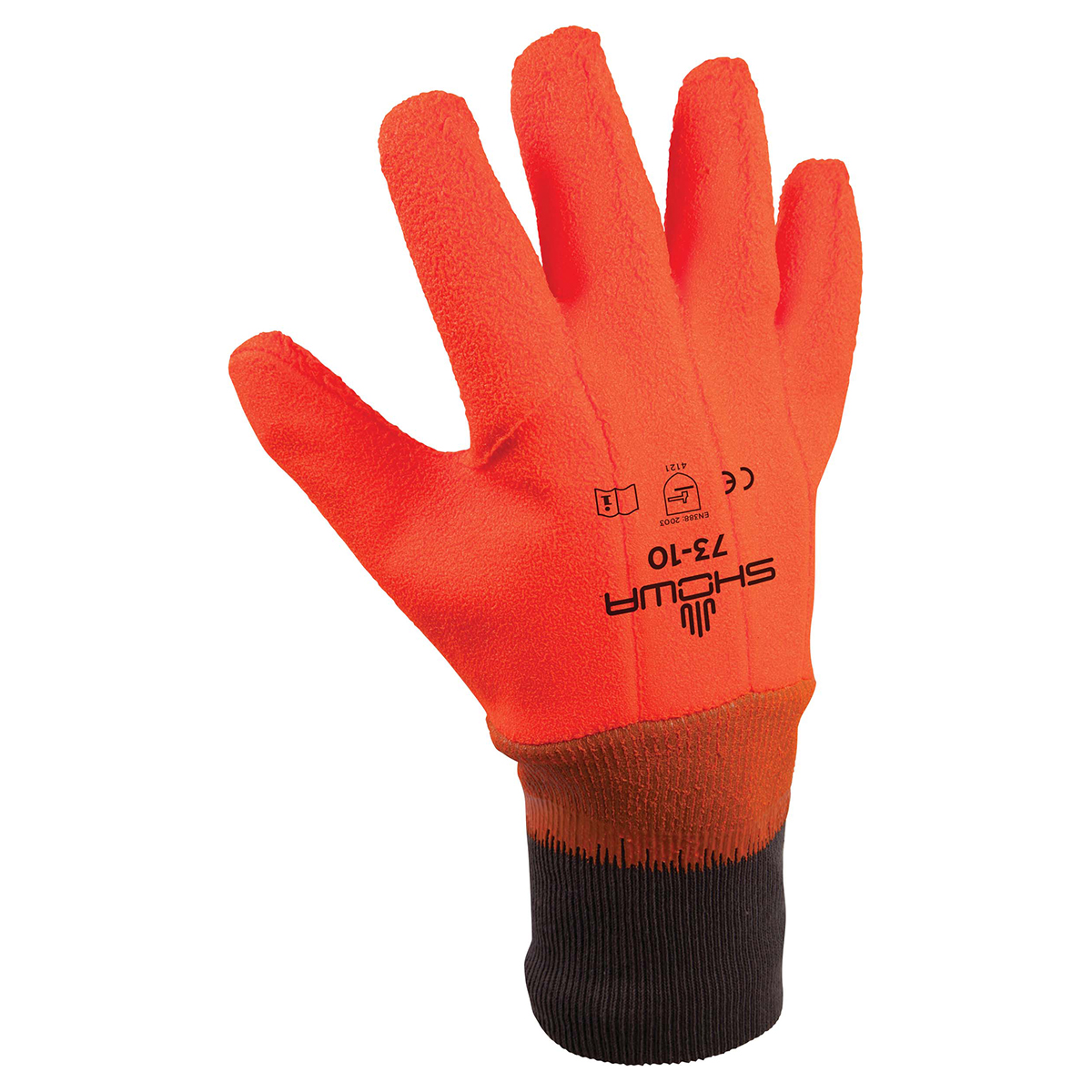 Insulated PVC fully coated vinyl, knit wrist, wrinkle finish, safety orange, large