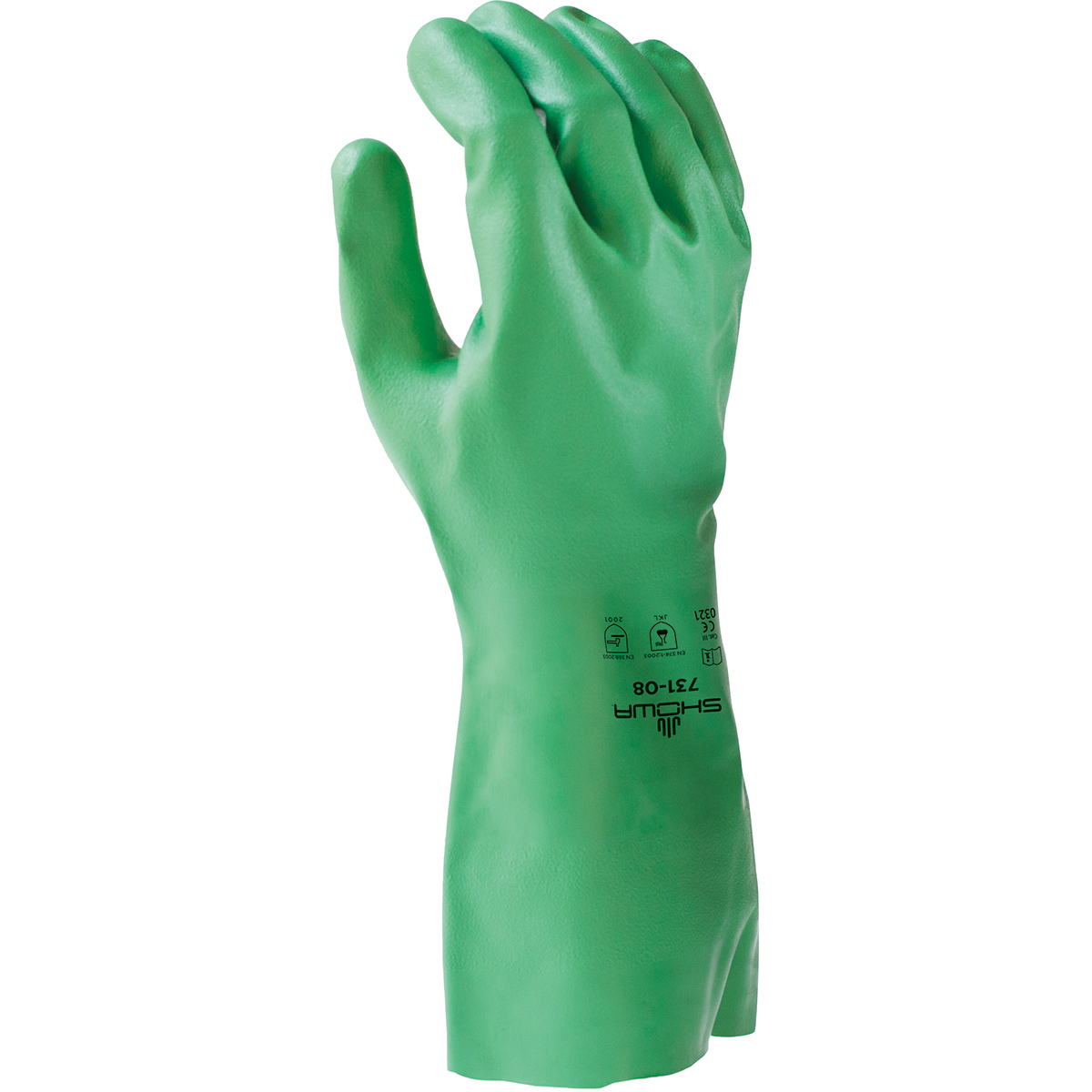 Biodegradable, created w/premium grade polymers and nitrile, 15-mil, green, bisque finish, flocklined/L