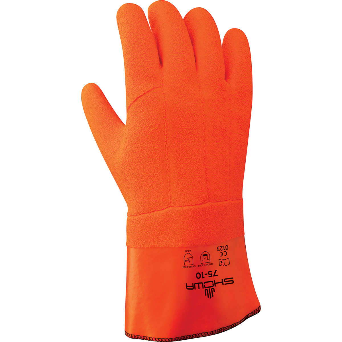 Insulated PVC fully coated vinyl, 12" gauntlet, wrinkle finish, safety orange, large