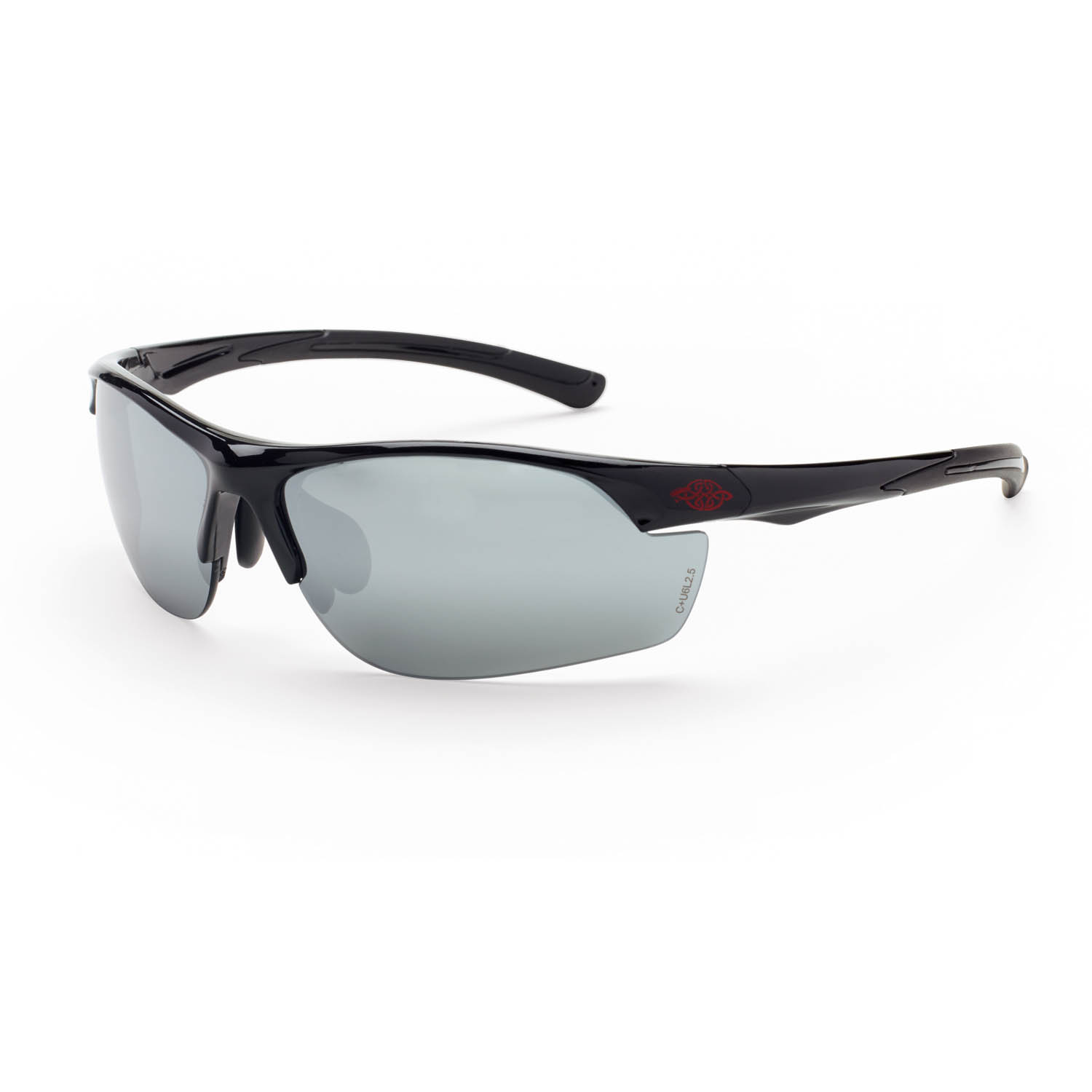 AR3 Premium Safety Eyewear - Shiny Black Frame - Silver Mirror Lens