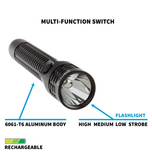 Nightstick Metal Multi-Function Duty/Personal-Size Flashlight - Rechargeable