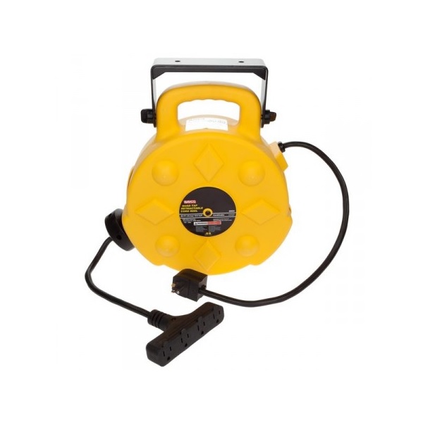 Bayco 40ft Retractable Polymer Cord Reel w/4 Outlets - 15amp