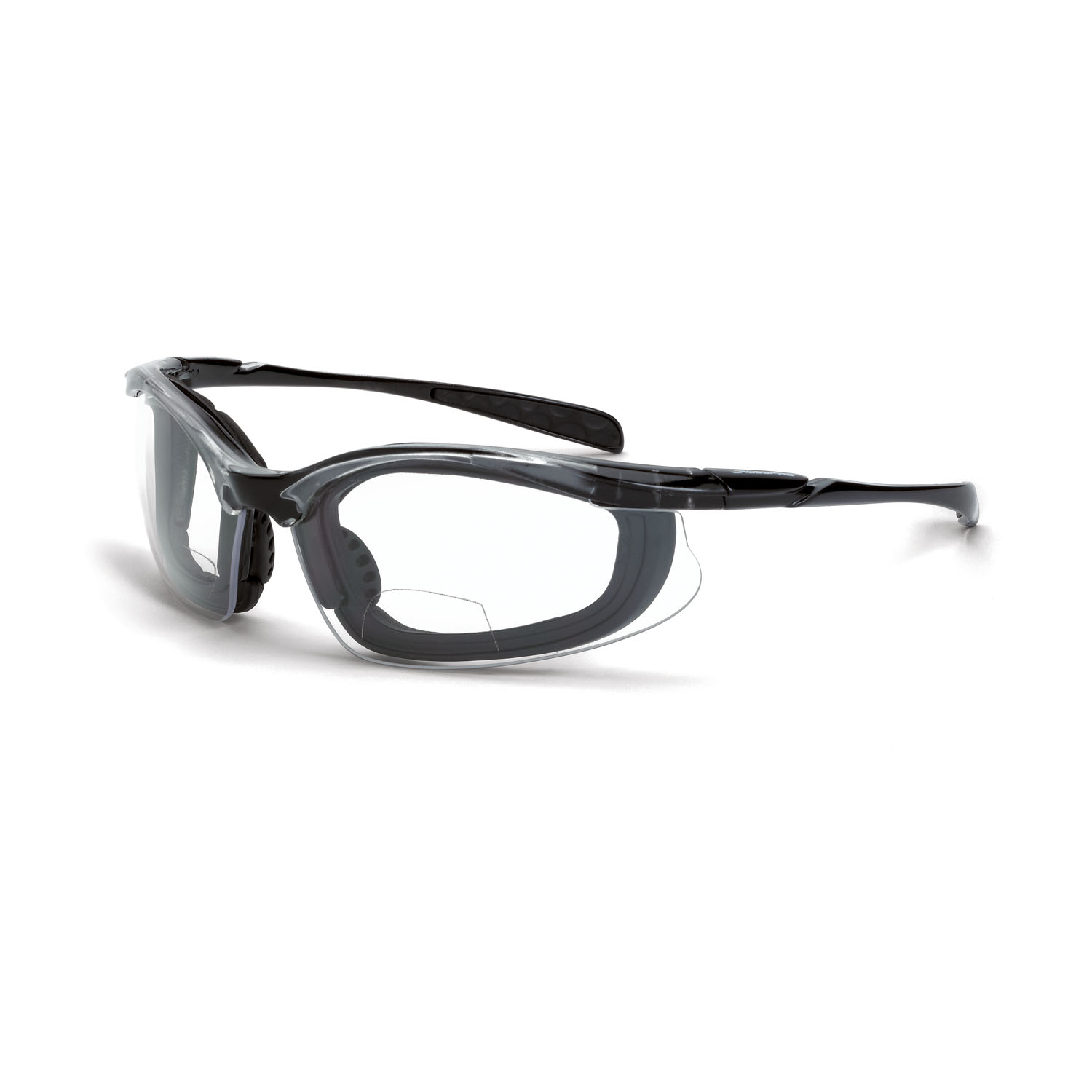 Concept Foam Lined Bifocal Safety Eyewear - Crystal Black Frame - Clear Lens - 1.5 Diopter