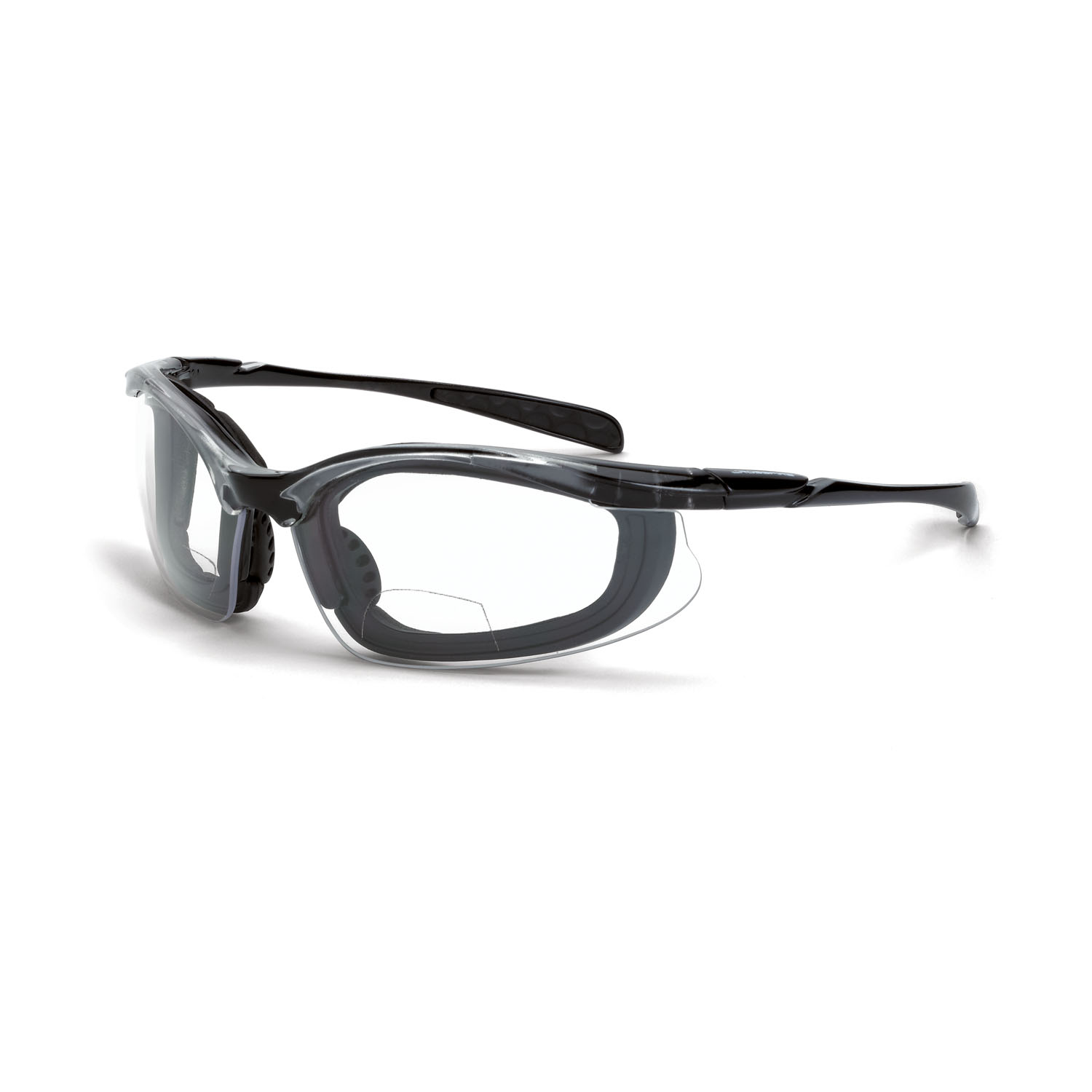 Concept Foam Lined Bifocal Safety Eyewear - Crystal Black Frame - Clear Lens - 2.0 Diopter