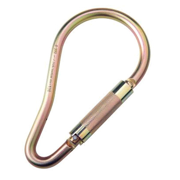 STEEL CARABINER, 3600 LBS ELF CLOSING/LOCKING GA