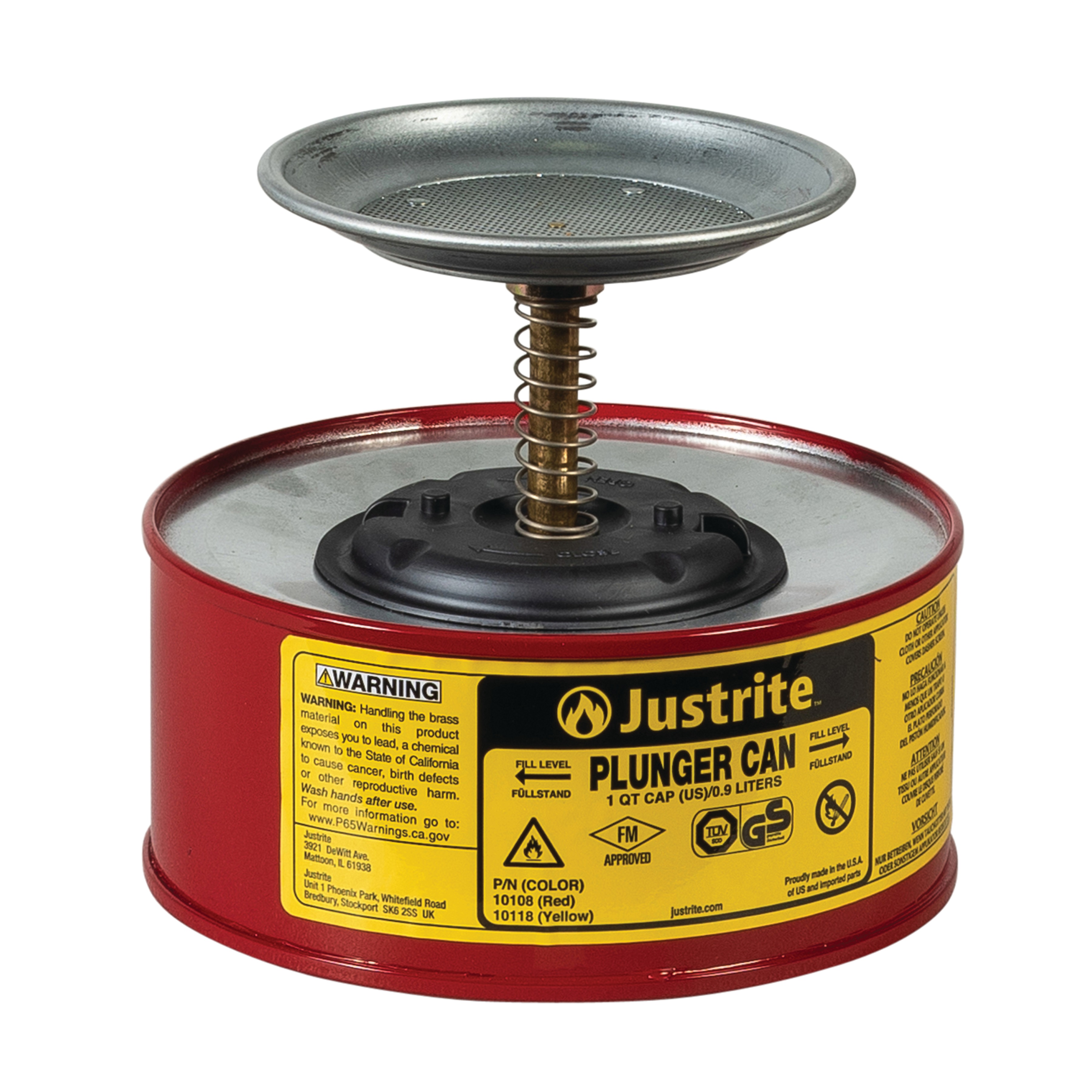 Justrite Safety Plunger Cans - Red
