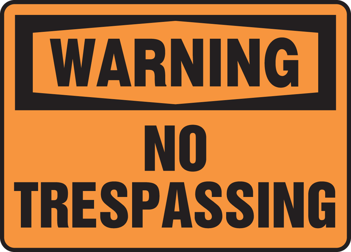 Safety Sign, WARNING NO TRESPASSING, 10" x 14", Aluminum