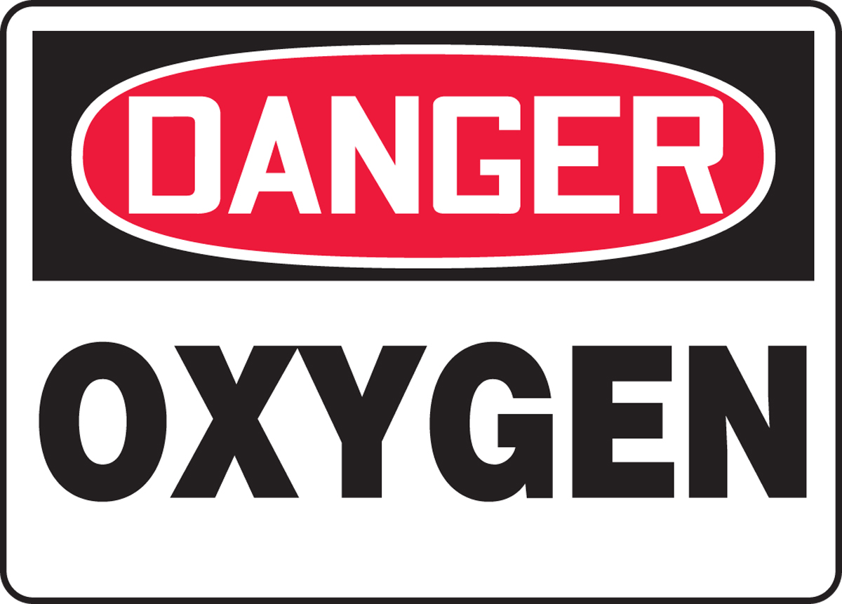 Safety Sign, DANGER OXYGEN, 7" x 10", Adhesive Poly