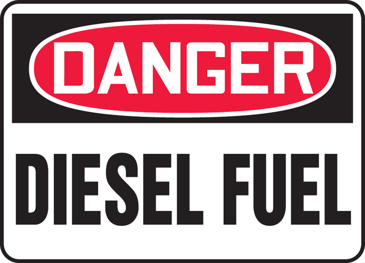 Safety Sign, DANGER DIESEL FUEL, 7" x 10", Plastic