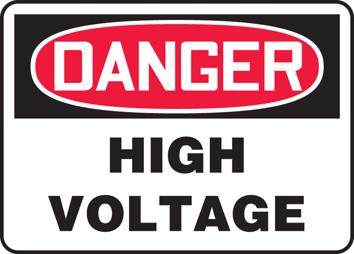 Safety Sign, DANGER HIGH VOLTAGE, 7" x 10", Plastic