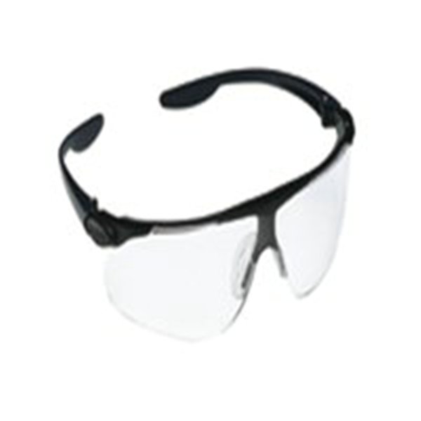 SAFETY GLASSES,MAXIM,GRAY/BLACK TEMPLE,CLEAR LENS
