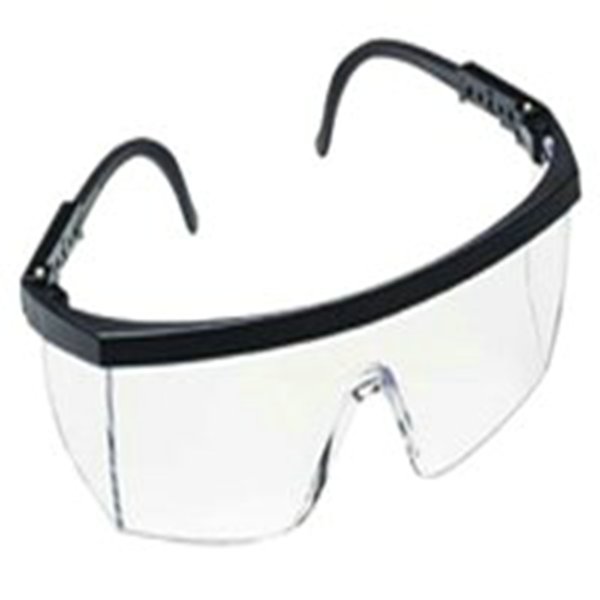 SAFETY GLASSES,NASSAU,BLACK FRAME,CLEAR LENS