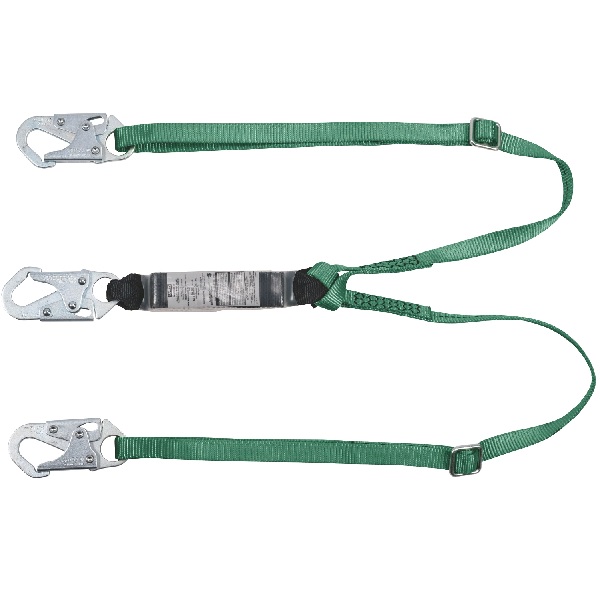 V-Series Standard single-leg adjustable energy absorbing lanyard, 6', 36C small snaphooks, ANSI Z359.13