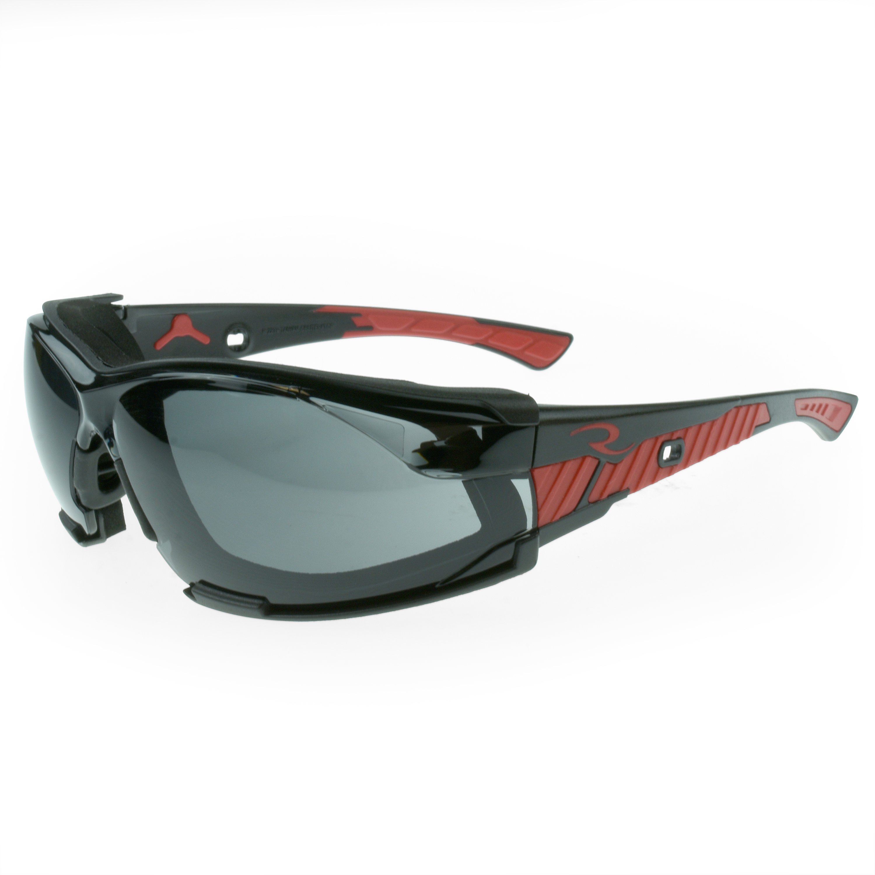 Obliterator™ IQ - IQuity™ Anti-Fog Foam Lined Safety Eyewear - Black / Red Frame - Smoke IQ Anti-Fog Lens