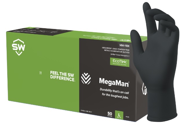 MM-11BK: Biodegradable Nitrile Exam Gloves with DriTek and EcoTek - XS