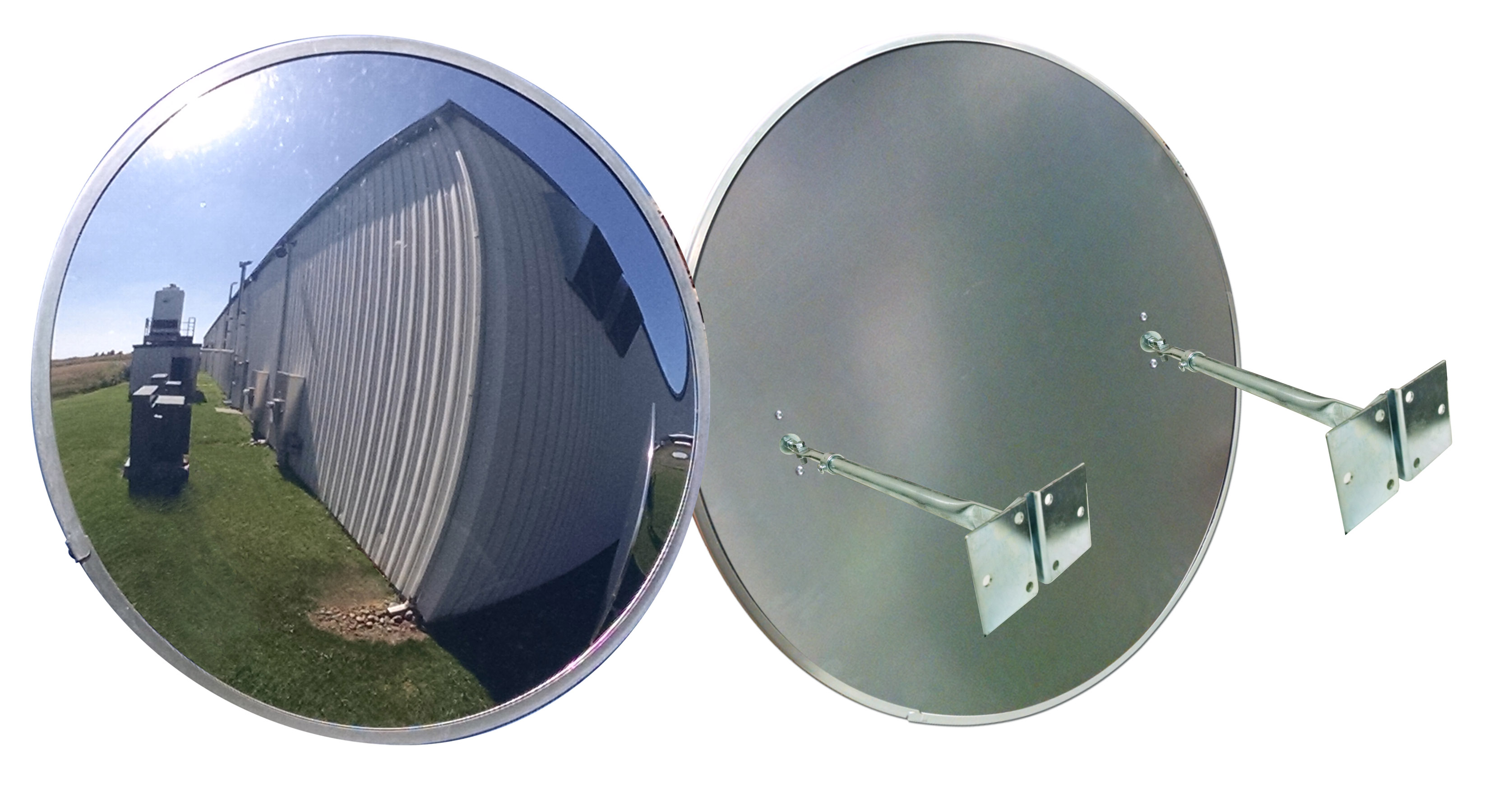 MIRROR 36" OUTDOOR CONVEX -2 BRACKETS W/Galvanized Steel Back