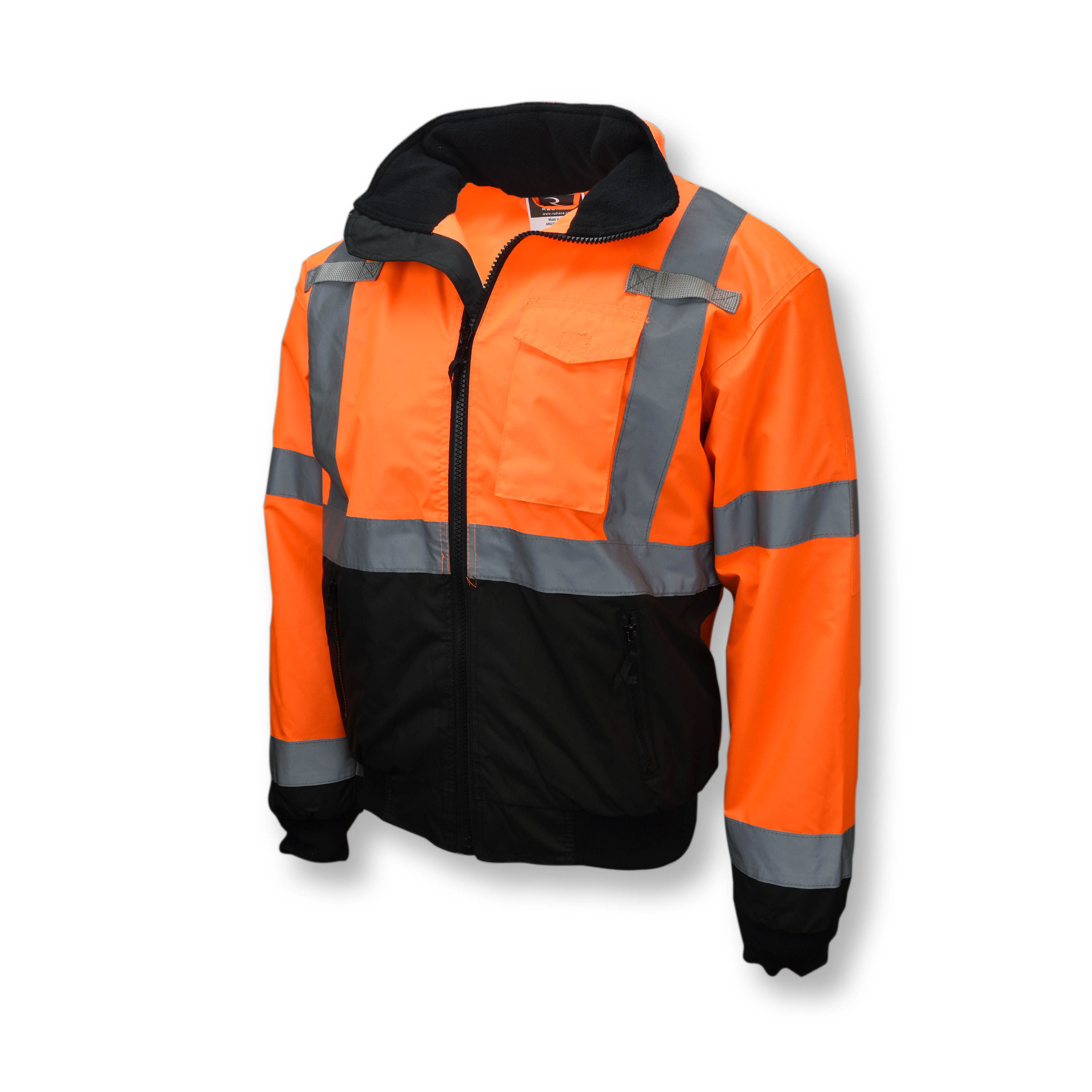 SJ110B Class 3 Two-in-One High Visibility Bomber Safety Jacket - Orange/Black Bottom - Size 3X