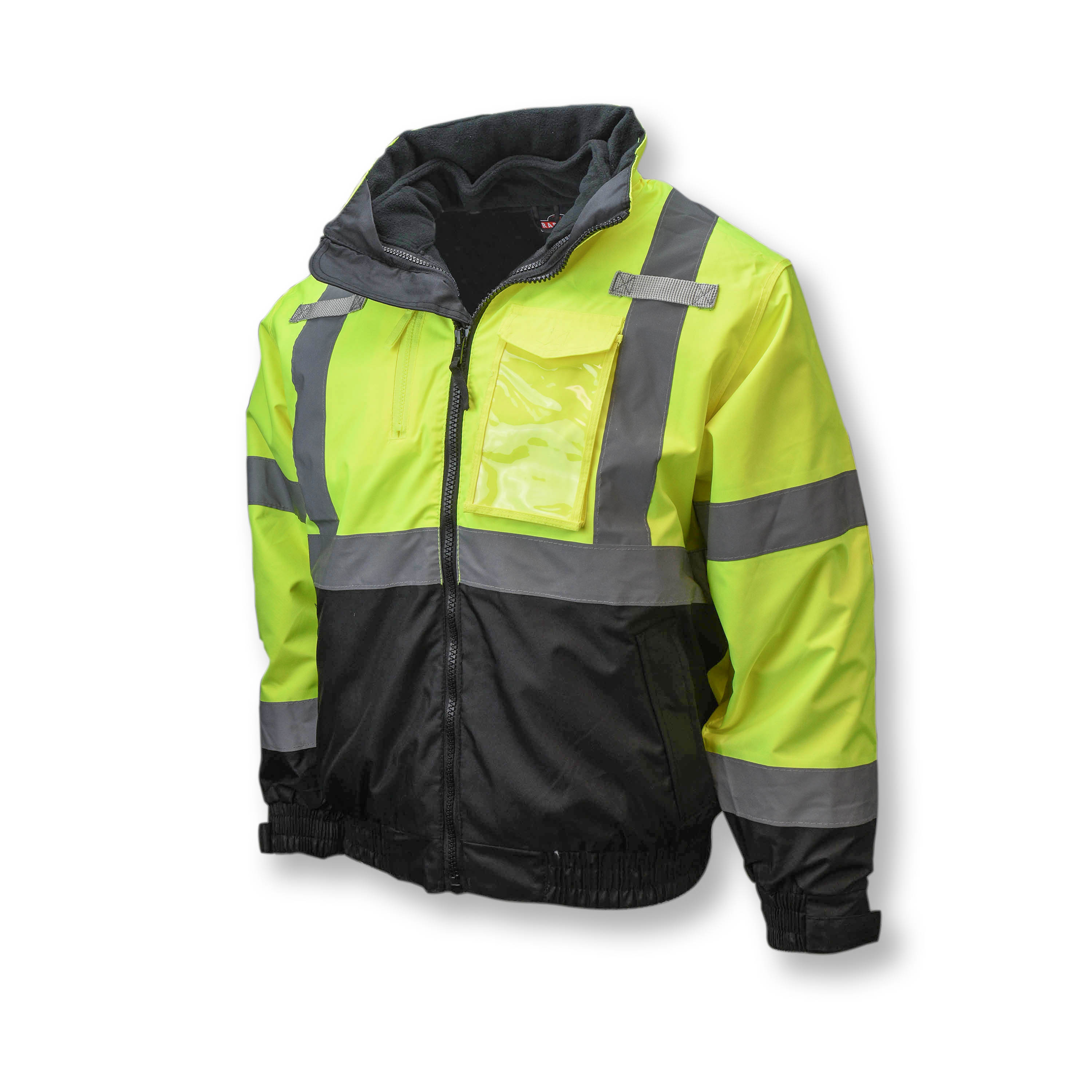 SJ210B Three-in-One Deluxe High Visibility Bomber Jacket - Green/Black Bottom - Size M