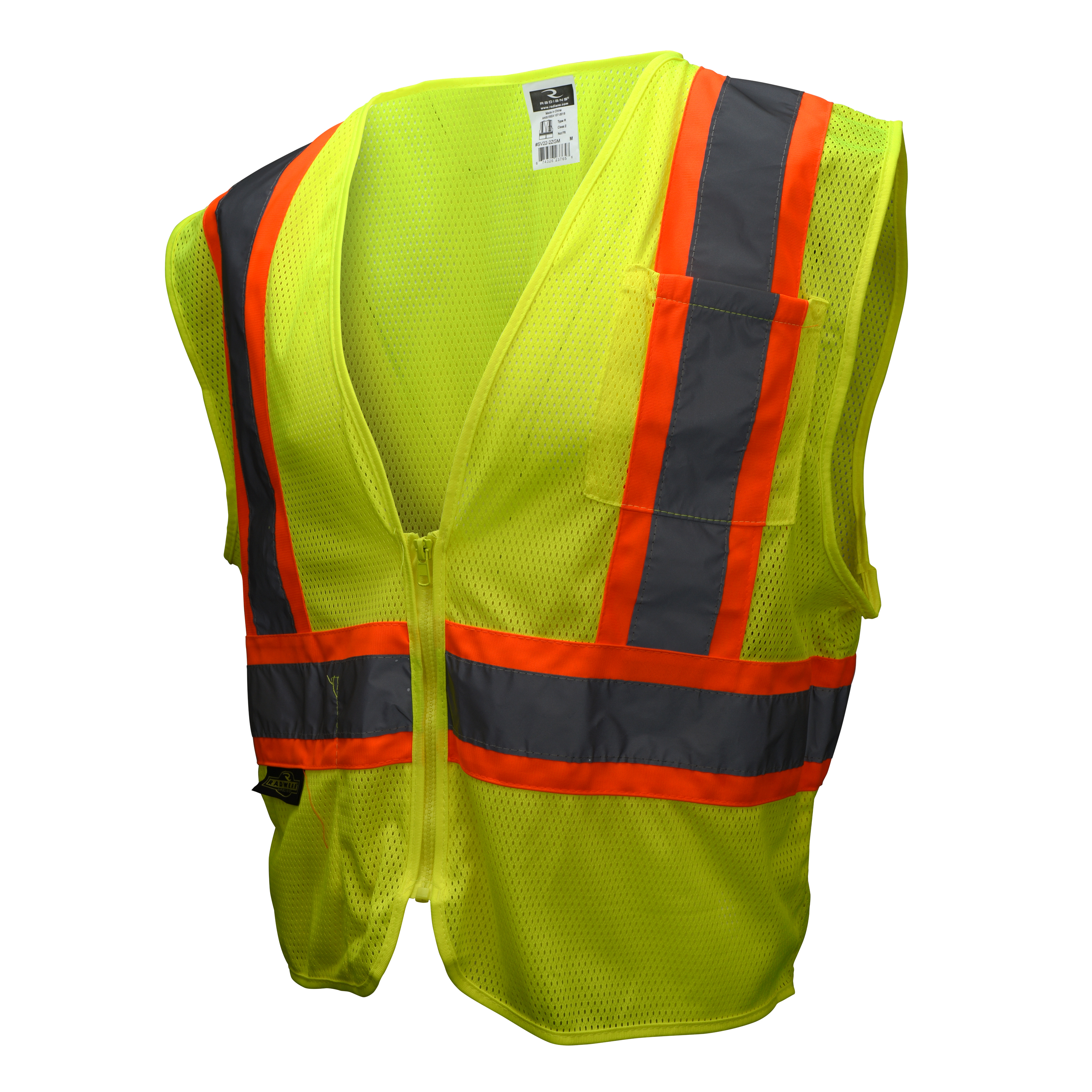 SV22-2 Economy Type R Class 2 Mesh Safety Vest with Two-Tone Trim - Green - Size L