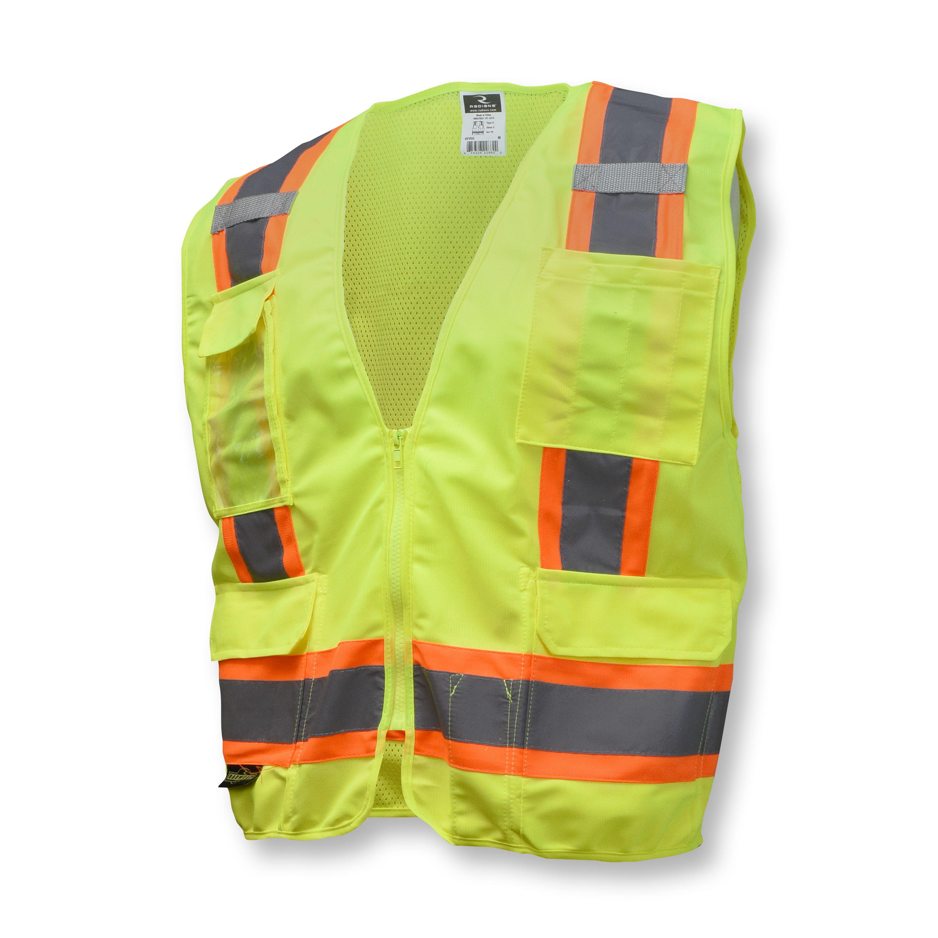 SV6 Two Tone Surveyor Type R Class 2 Solid/Mesh Safety Vest - Green - Size L