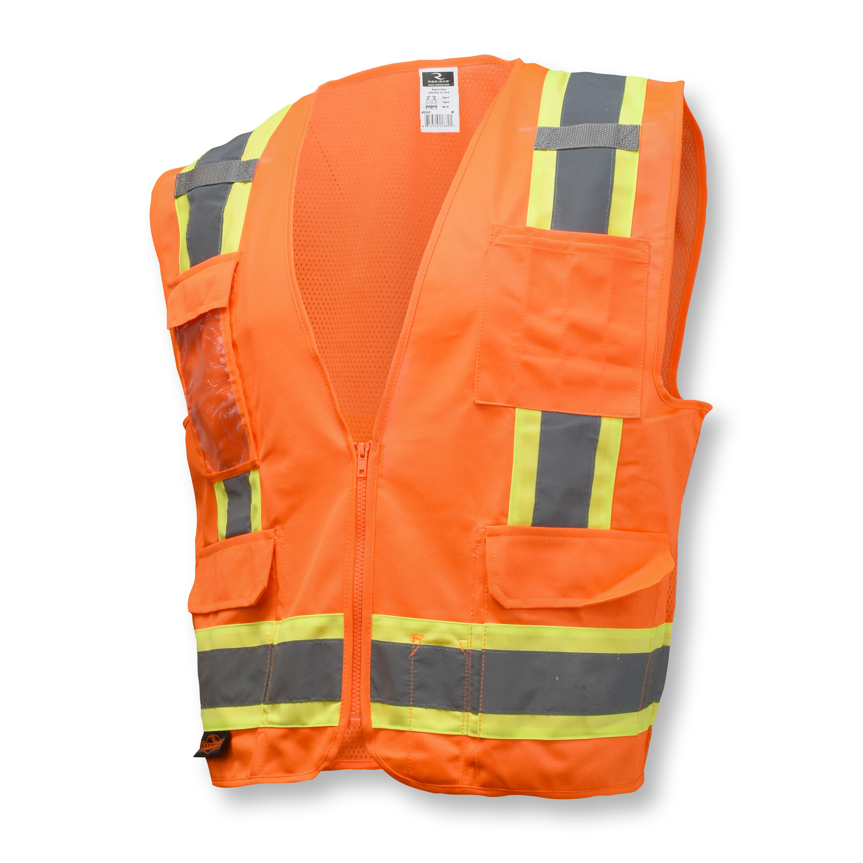 SV6 Two Tone Surveyor Type R Class 2 Solid/Mesh Safety Vest - Orange - Size L