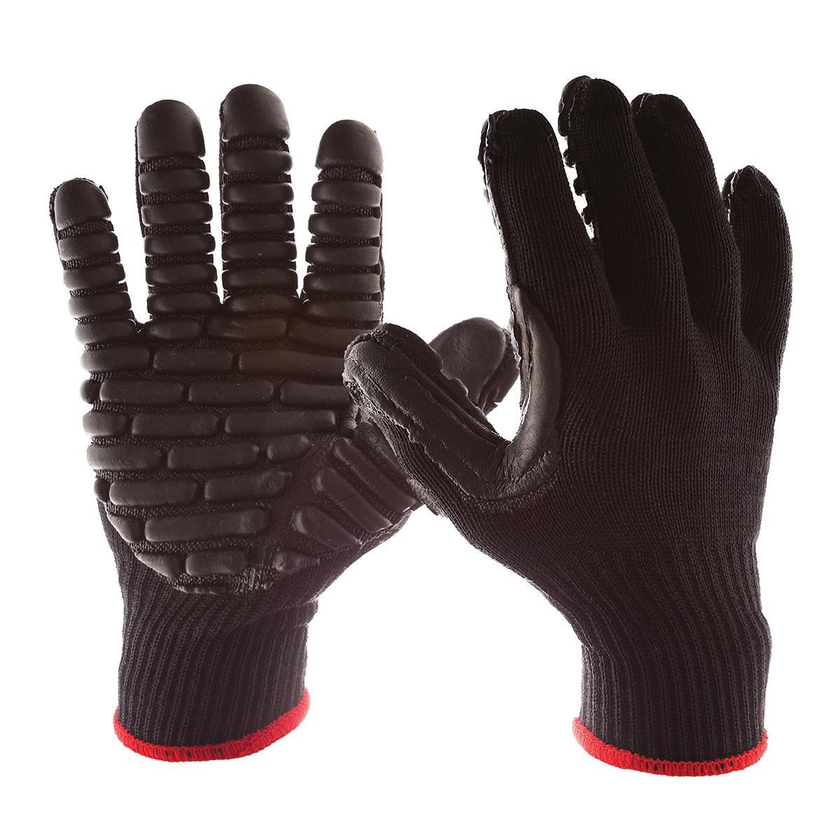 IMPACTO BLACKMAXX MED PR GLOVE ANTIVIBRATION RED CUFF