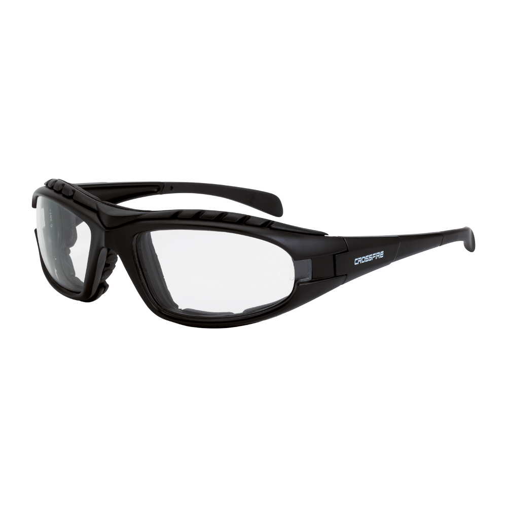 Diamond Back Foam Lined Safety Eyewear - Matte Black Frame - Clear Anti-Fog Lens