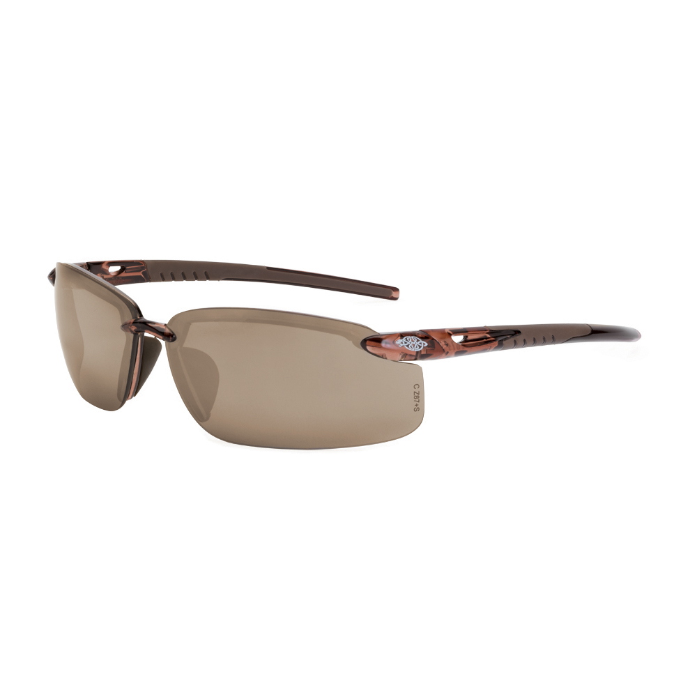 ES5 Premium Safety Eyewear - Crystal Brown Frame - HD Brown Flash Mirror Lens